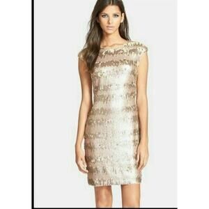 Adrianna Papell Gold Sequin Dress